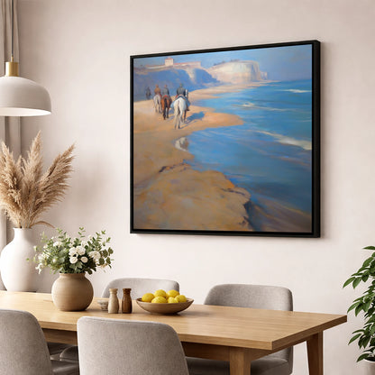 Distant Coastal Ride horse landscape wall art displayed in a dining room