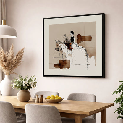 Graceful Partnership horse & rider wall art displayed in a dining room
