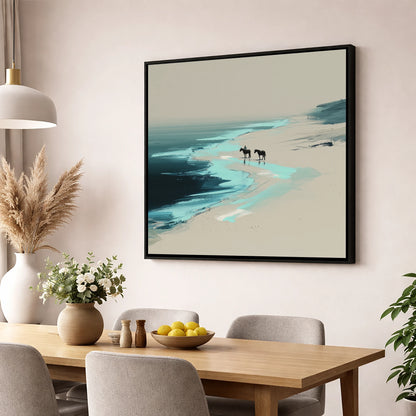 Edge of the Tide horse landscape wall art displayed in a dining room