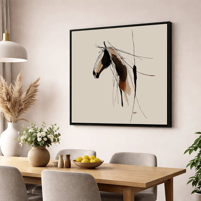 Fluid Grace horse portrait wall art displayed in a dining room