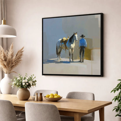 Quiet Western Partnership western horse wall art displayed in a dining room