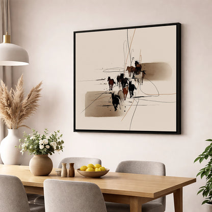 Wild Herd Dynamics wild horses wall art displayed in a dining room