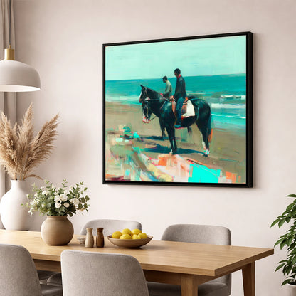 The Shoreline Hack horse landscape wall art displayed in a dining room