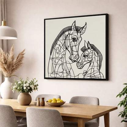 Structured Bond mare & foal wall art displayed in a dining room
