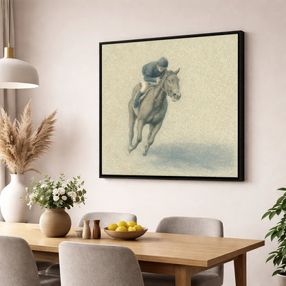 Steady Stride racing horse wall art displayed in a dining room