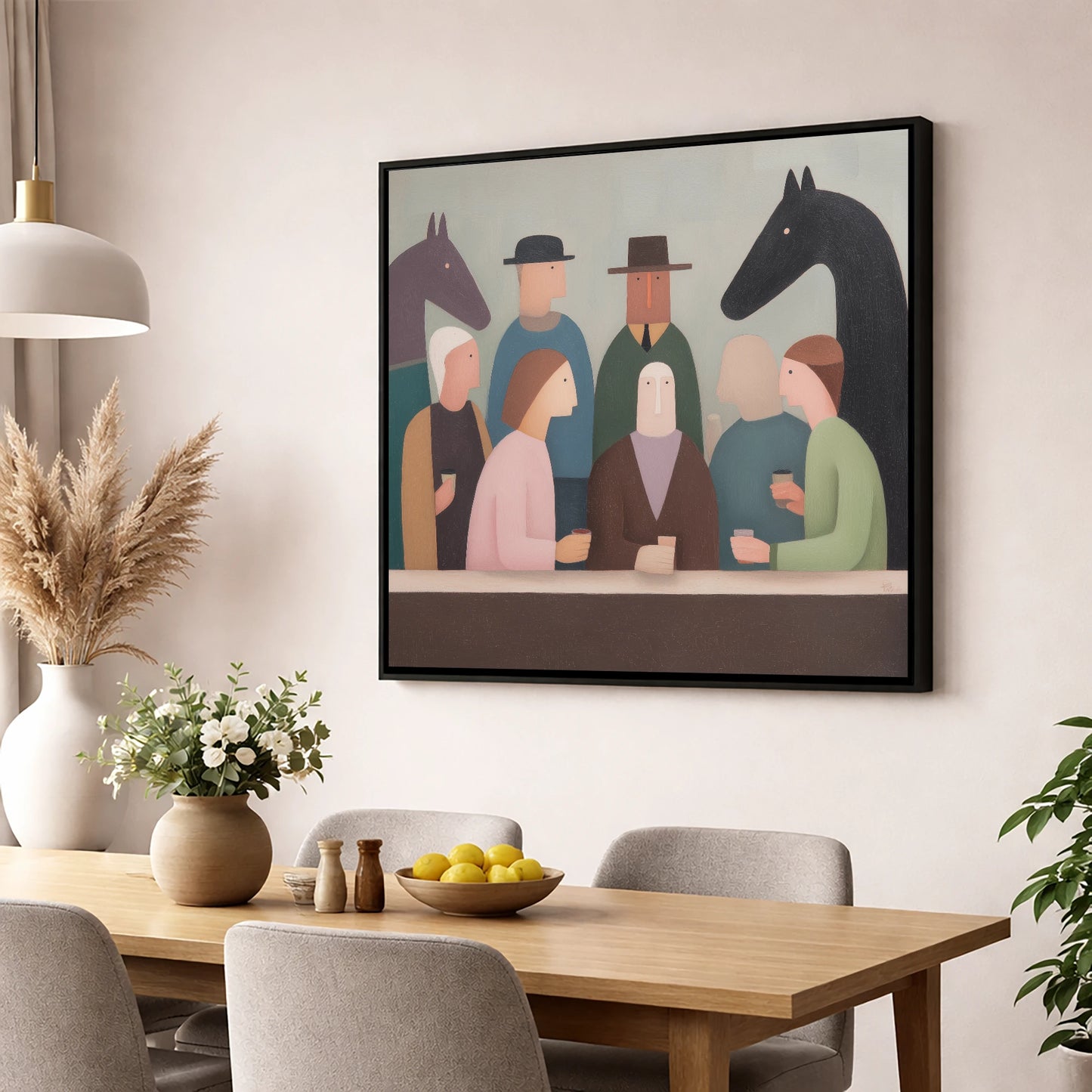 After the Last Race racing horse wall art displayed in a dining room