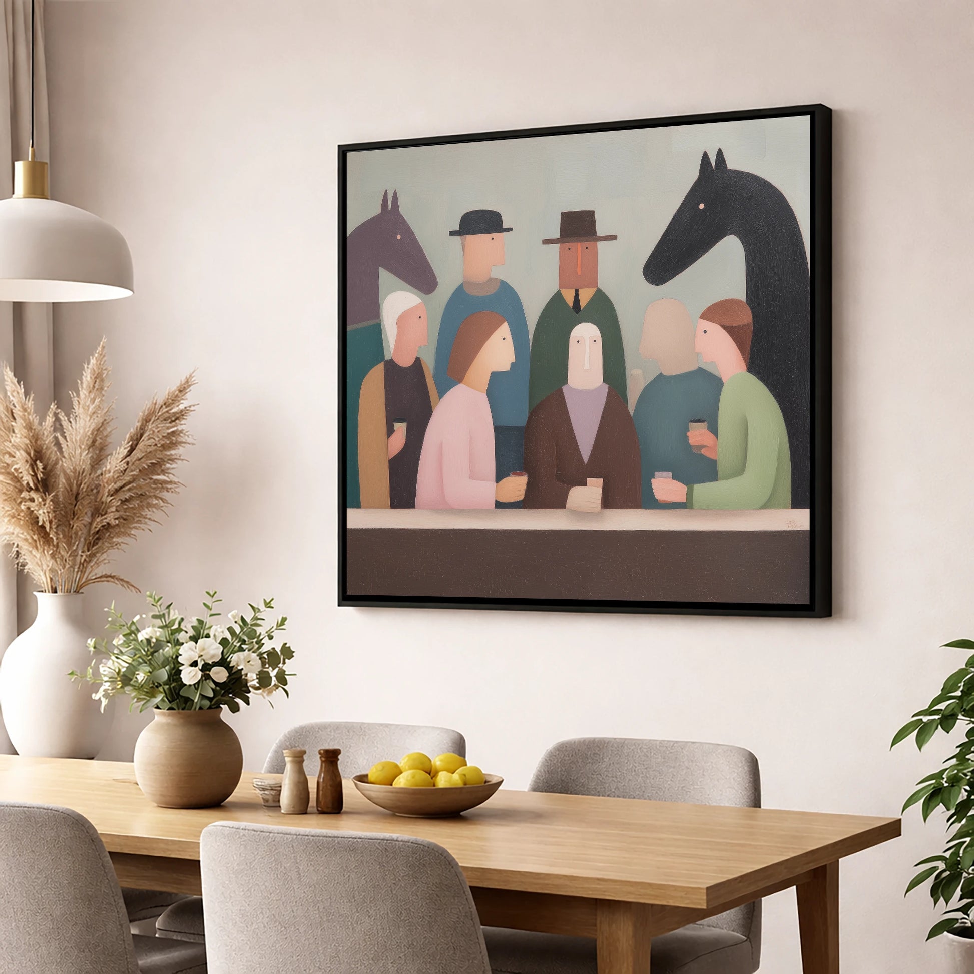 After the Last Race racing horse wall art displayed in a dining room