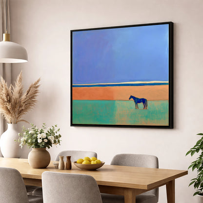The Silent Expanse horse landscape wall art displayed in a dining room
