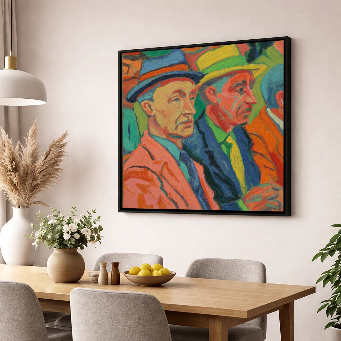 Men of the Turf racing horse wall art displayed in a dining room