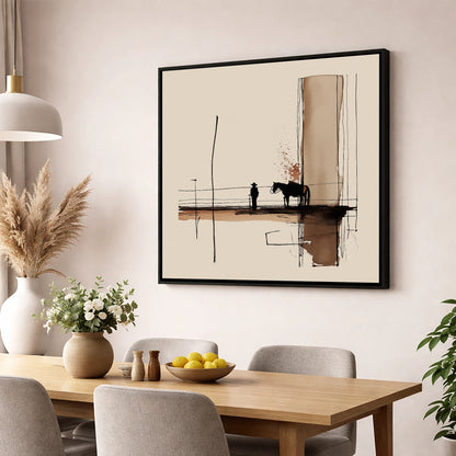 Quiet Western Horizon western horse wall art displayed in a dining room
