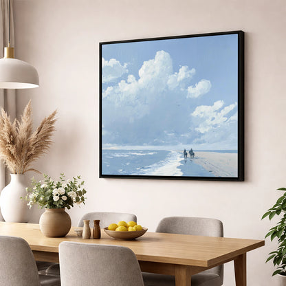 Beneath Vast Coastal Skies horse landscape wall art displayed in a dining room