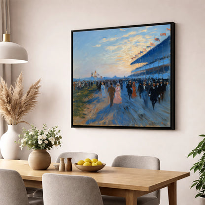 Evening at the Races racing horse wall art displayed in a dining room