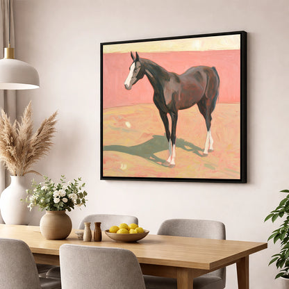 Quiet Grace in Pastel horse breed wall art displayed in a dining room