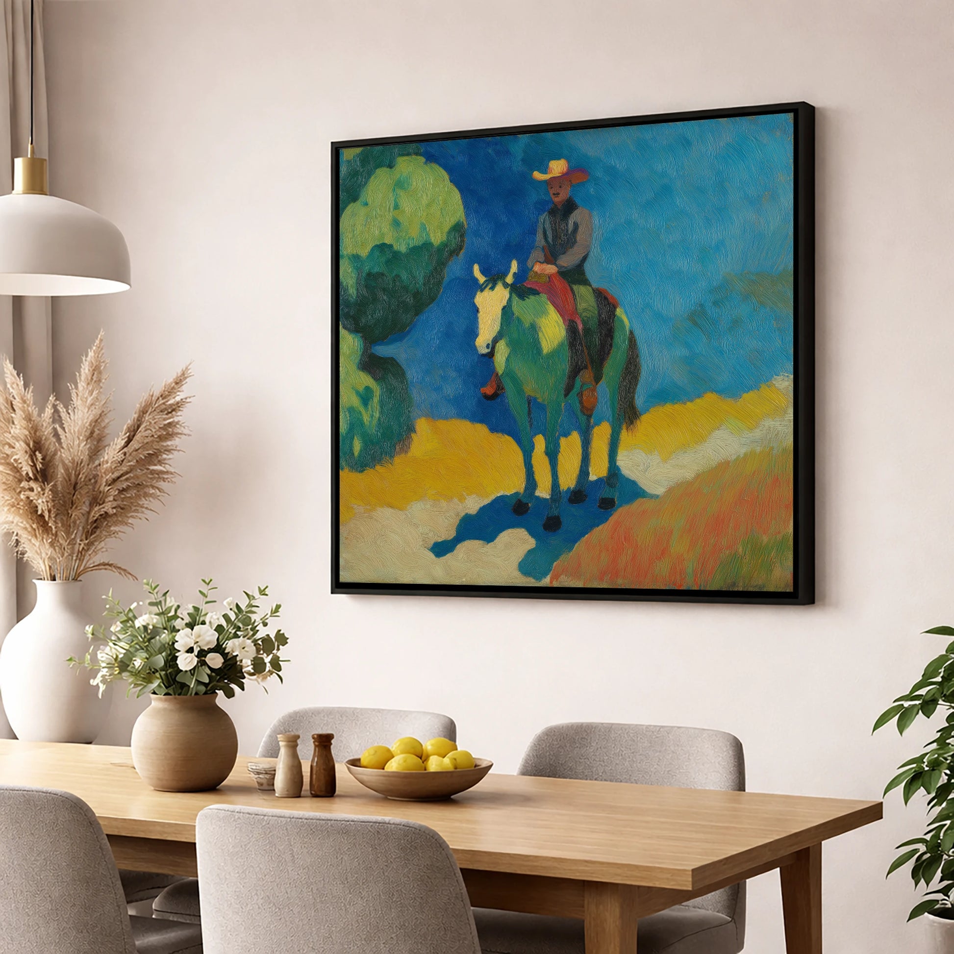 Under a Cobalt Sky western horse wall art displayed in a dining room