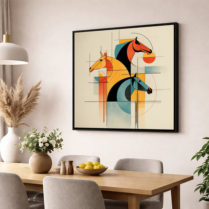 Rhythmic Racing Profiles racing horse wall art displayed in a dining room