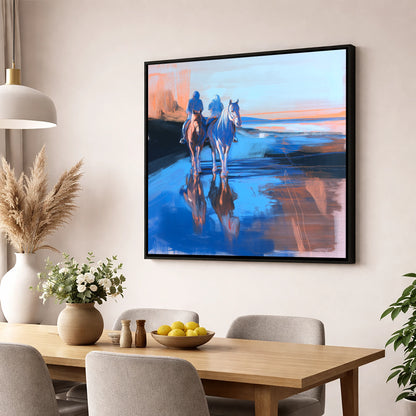 Shoreline Companions horse landscape wall art displayed in a dining room