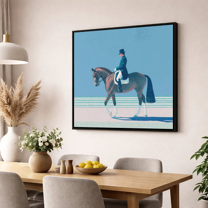 Classical Dressage Elegance dressage horse wall art displayed in a dining room