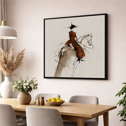 Classical Harmony horse & rider wall art displayed in a dining room