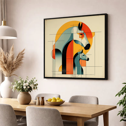 Structured Harmony mare & foal wall art displayed in a dining room