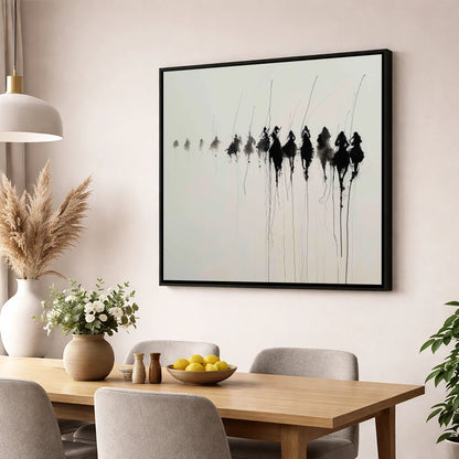 The Ethereal Field racing horse wall art displayed in a dining room