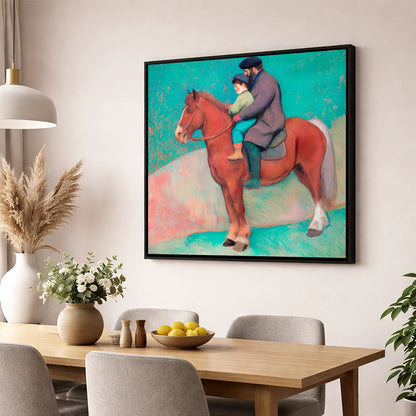 A Shared Journey horse & rider wall art displayed in a dining room