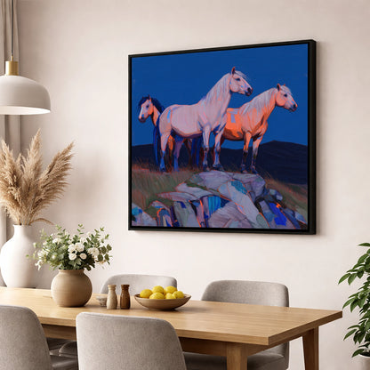 Vanguard of the Heights horse landscape wall art displayed in a dining room