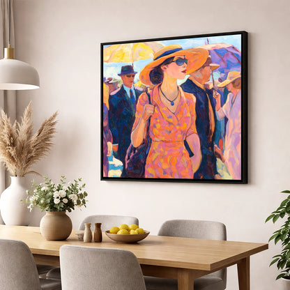 Race Day Glamour racing horse wall art displayed in a dining room
