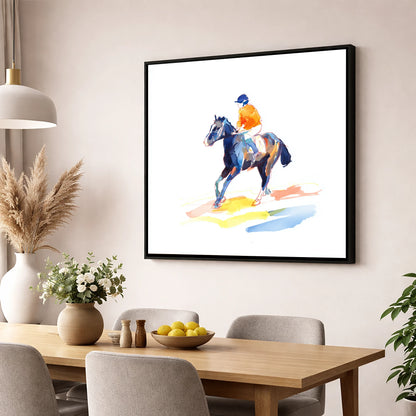 Vivid Racing Colours racing horse wall art displayed in a dining room