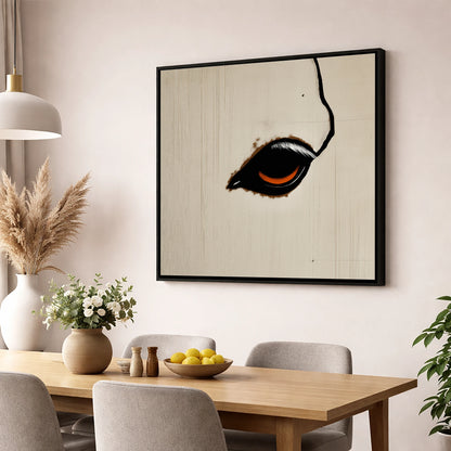 The Amber Gaze horse portrait wall art displayed in a dining room