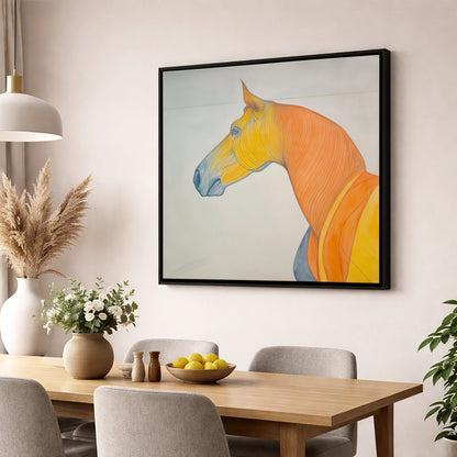 Rhythm In Amber horse portrait wall art displayed in a dining room
