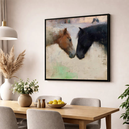 Gentle Connection horse portrait wall art displayed in a dining room