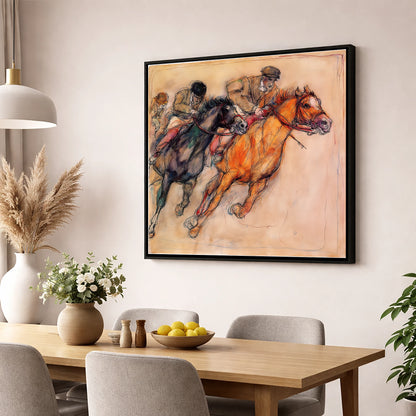 The Final Furlong racing horse wall art displayed in a dining room
