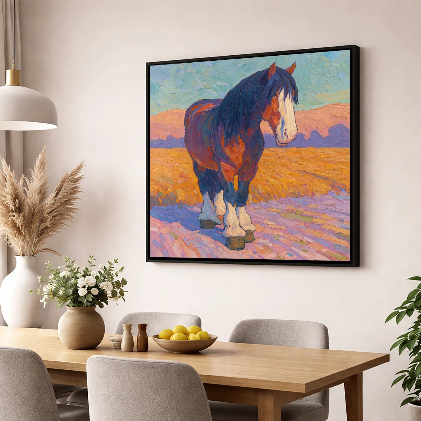 Vivid Heavy Horse horse breed wall art displayed in a dining room