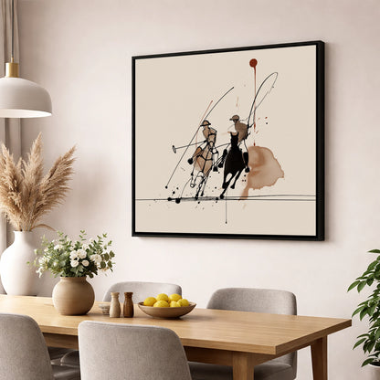 Polo Dynamics polo horse wall art displayed in a dining room