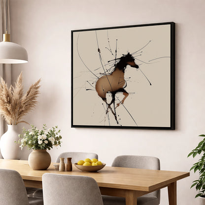 Kinetic Equine Spirit wild horses wall art displayed in a dining room