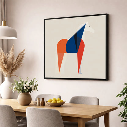 Modern Equine Geometry horse breed wall art displayed in a dining room