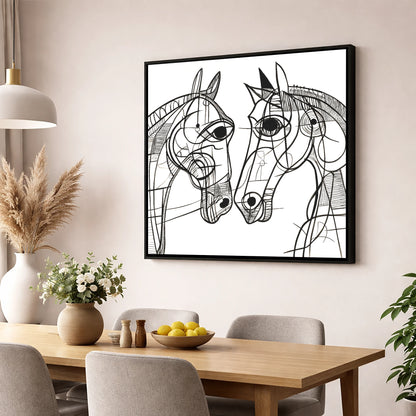 Structural Equine Bond horse portrait wall art displayed in a dining room