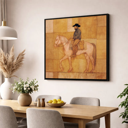 The Golden Trail western horse wall art displayed in a dining room
