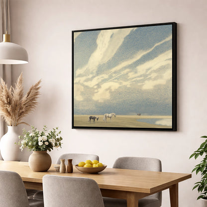 Sweeping Skies horse landscape wall art displayed in a dining room