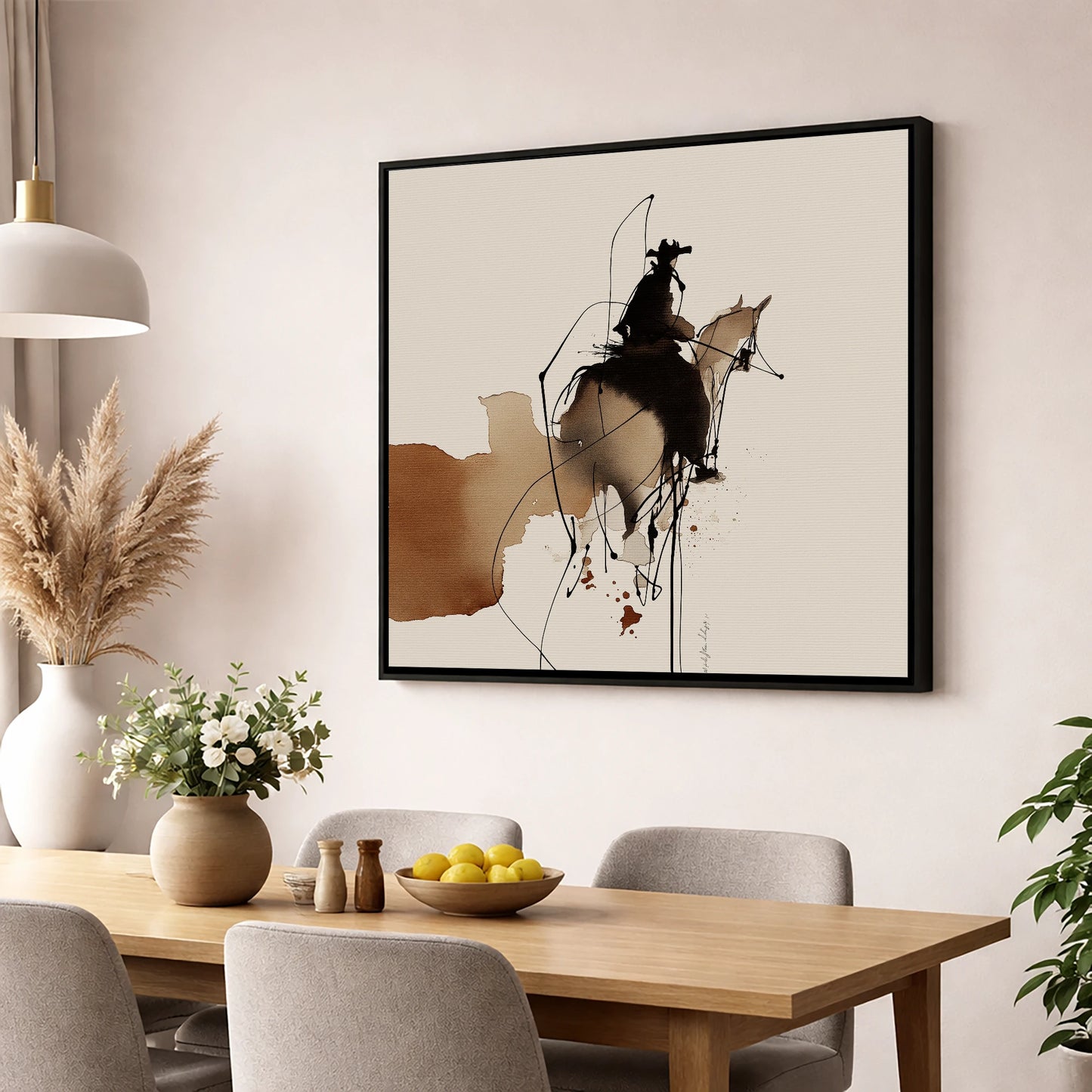 Rhythm of the West western horse wall art displayed in a dining room
