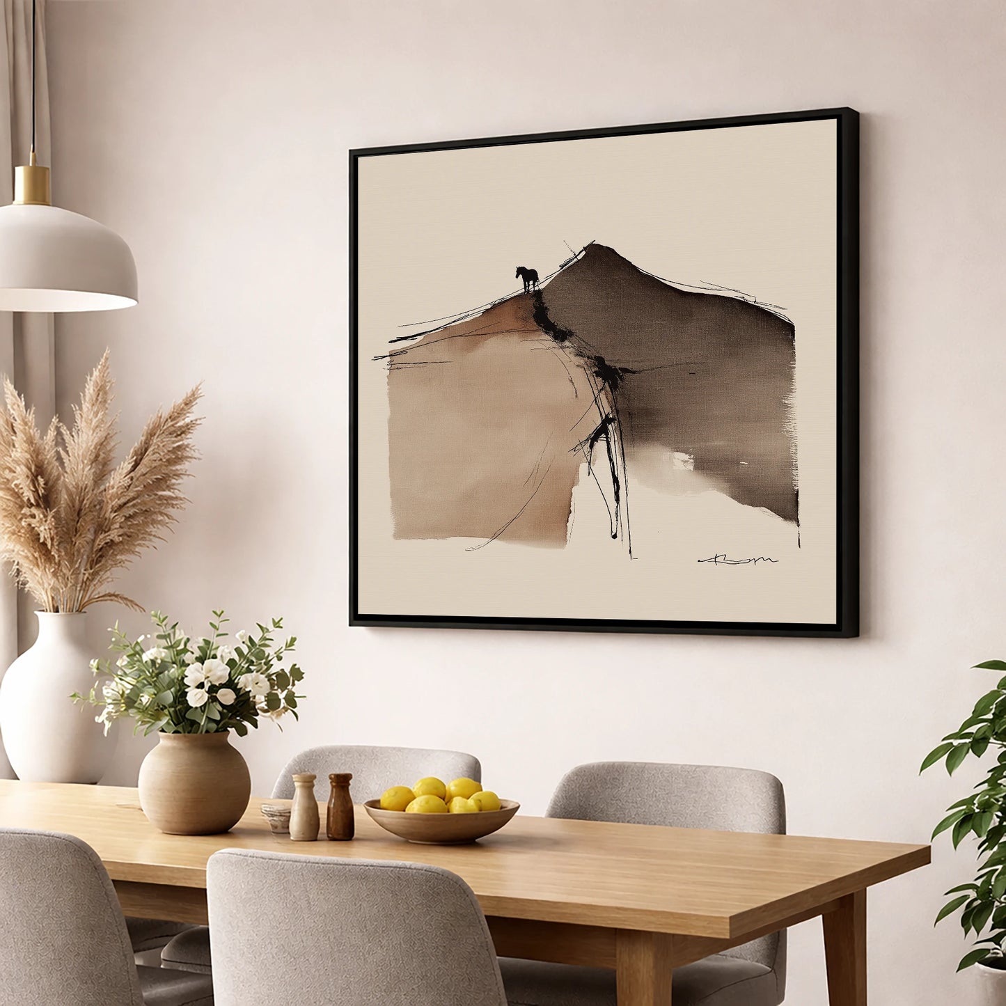 Summit Silhouette horse landscape wall art displayed in a dining room