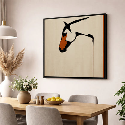 Minimalist Equine Profile horse breed wall art displayed in a dining room