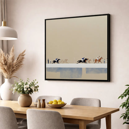 The Final Stretch racing horse wall art displayed in a dining room