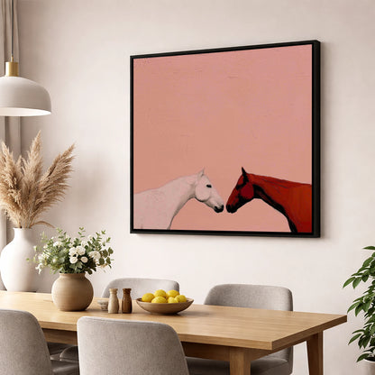 Gentle Encounter horse portrait wall art displayed in a dining room
