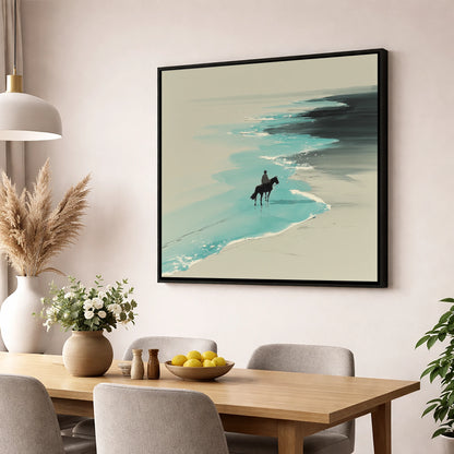 Edge of the Tide horse landscape wall art displayed in a dining room
