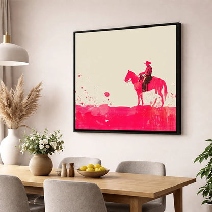 Vivid Western Silhouette western horse wall art displayed in a dining room