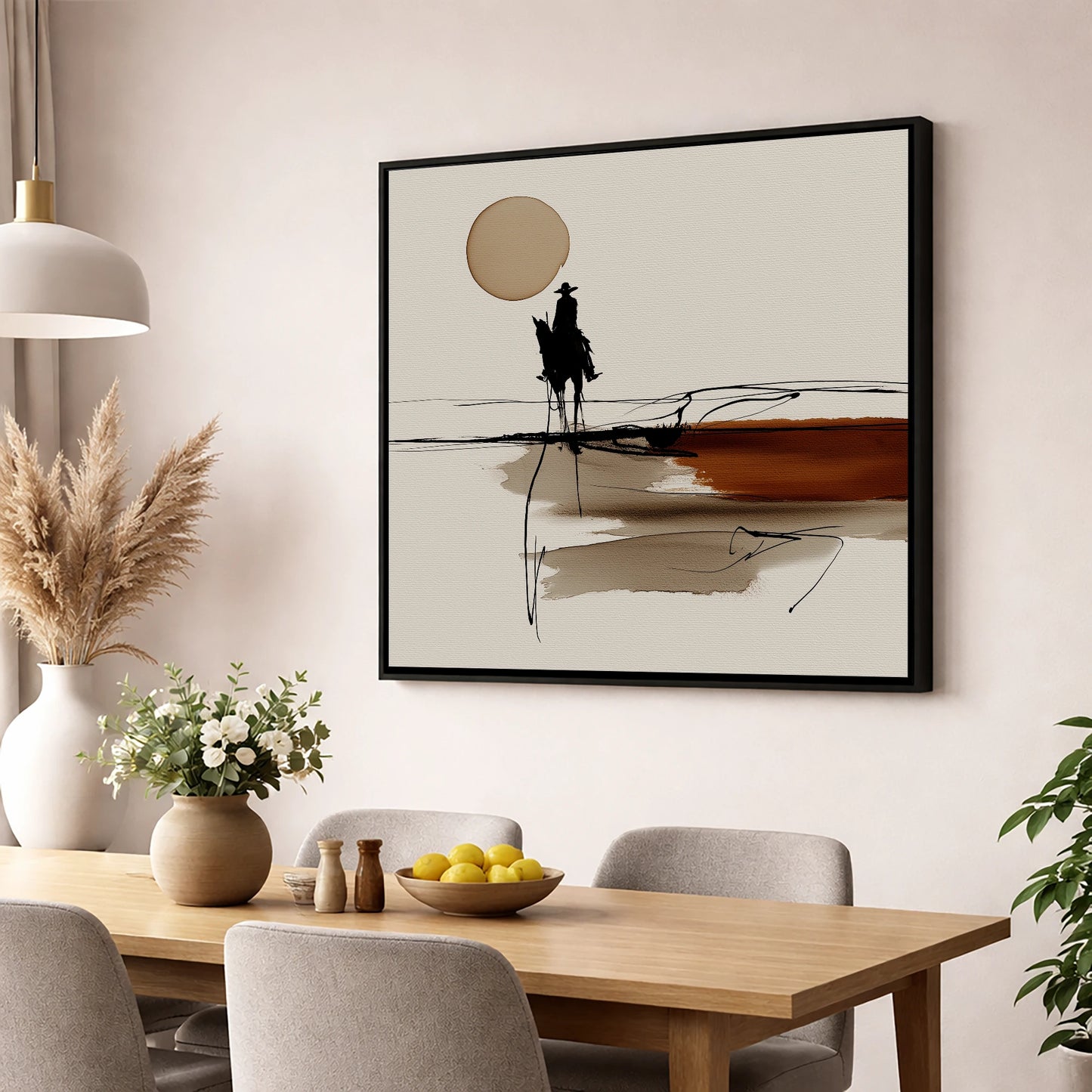Horizon Rider western horse wall art displayed in a dining room