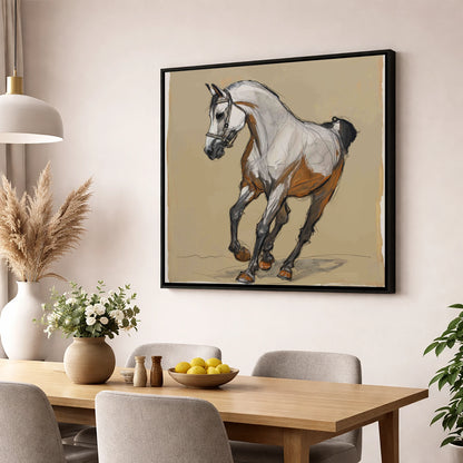 Collected Spirit horse breed wall art displayed in a dining room