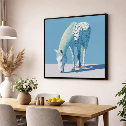 Azure Appaloosa horse breed wall art displayed in a dining room
