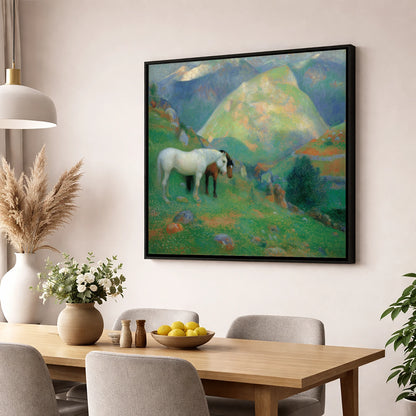 High Country Companions horse landscape wall art displayed in a dining room